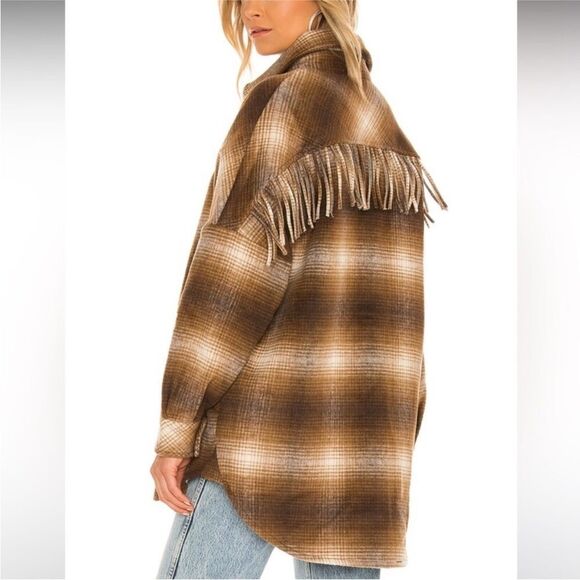 Steve Madden Fringe With Benefits Jacket / Shacket / Button Up Coat Brown sz XL - Picture 2 of 9